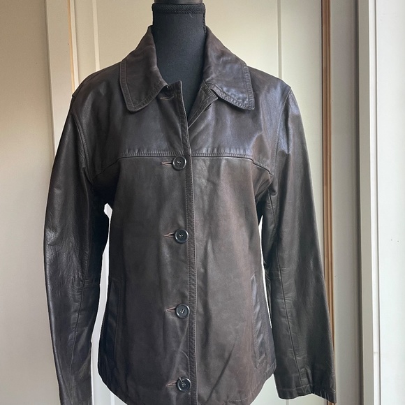 Oversized Vintage 90s Roots Leather Jacket Chocolate Brown - Picture 11 of 13